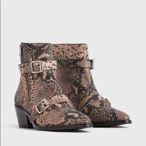 AllSaints 100% Leather Bootie Boots Snake Print